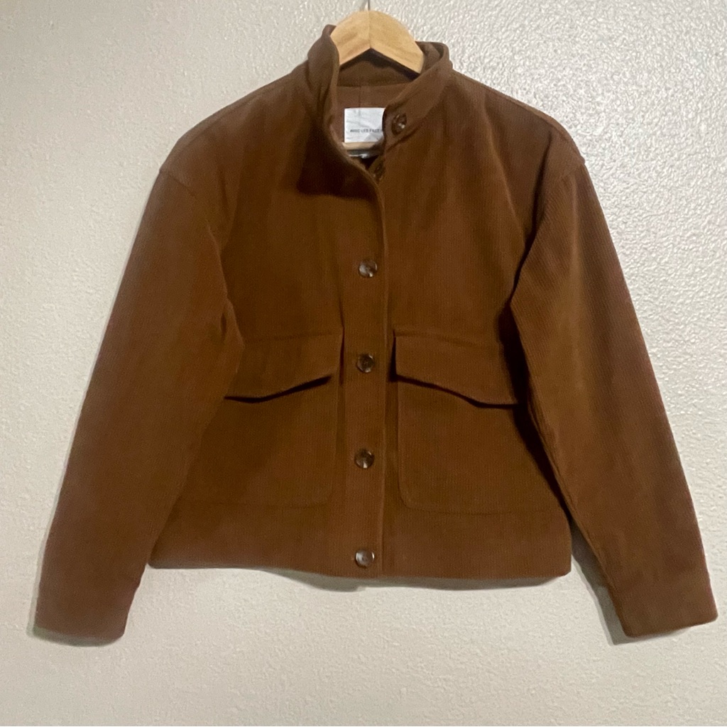 Avec Les Filles Cropped Brown Corduroy Minimalist Jacket — image 2 of 8